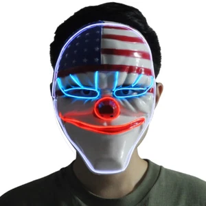 Halloween Mask LED Light Up Purge Glowing Light Costume Luminous EL Wire Scary - Picture 1 of 7