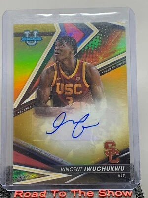 2022-23 Bowman's Best University - GOLD AUTO #BOA-VI Vincent Iwuchukwu /50 - Image 1 of 2
