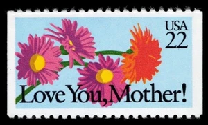 15x Francobollo LOVE YOU MOTHER 1987 Saluti 22c mai usato come nuovo NH - Foto 1 di 2