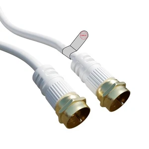 F PLUG Cable Screw-On Sat Satellite TV SKY Coax Short 50cm to Long 20m WHITE - Picture 1 of 6