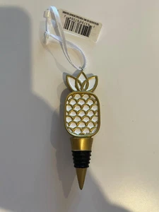 NWT Hallmark Christmas Ornament Pineapple Wine Stopper Gold White Hanging Gift - Picture 1 of 5