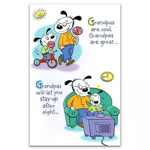 Süße HAPPY BIRTHDAY Karte für Opa Hunde Comic von American Greetings + Umschlag - Bild 1 von 4