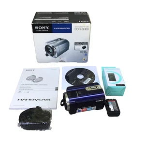 Sony Handycam DCR-SR68 Video Digital Camcorder 60x Zoom Blue Purple Box Battery - Picture 1 of 12