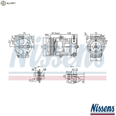 COMPRESSOR AIR CONDITIONING 890663 FOR OPEL CORSA/Hatchback/VanB12/D12XEL 4cyl - Image 1 of 4