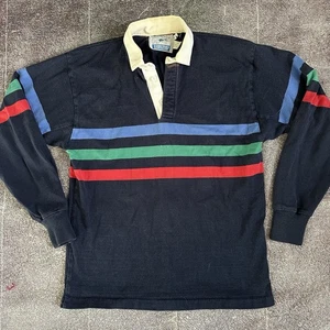 Herren Vintage 90er Lands End USA Navy Blau Rot Grün Gestreift Rugby Trikot Gr. L - Bild 1 von 5