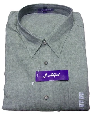 NEW MEN'S 2XL JOHN ASHFORD LONG SLEEVE 100% COTTON GREEN SHIRT - NEW WITH TAGS - Image 1 of 2
