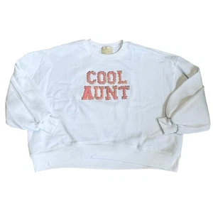 Judith March Women’s Sz S White Pink Cool Aunt Sweatshirt Custom Pullover - Picture 1 of 11