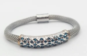 NEW Swiss Blue Topaz Sterling Silver Woven Magnetic Bracelet - Picture 1 of 6