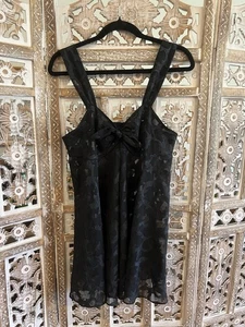 80er 90er Victoria’s Secret Gold Label transparentes Babydoll schwarz Jacquard Small Petite - Bild 1 von 6