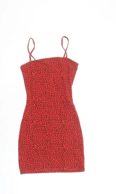 H&M Women Red Leopard Print Bodycon Mini Dress Size 6 - Image 1 of 4