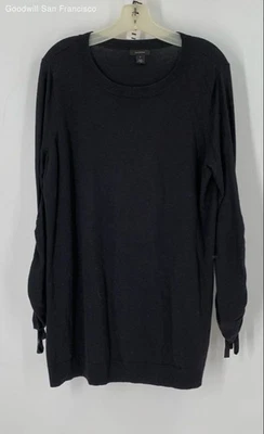 Suéter halógeno negro mezcla de algodón cuello redondo manga larga para mujer talla M Foto 1 de 4