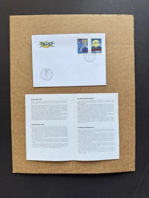 Iceland 1992 FDC (39) Christmas=Sun Over Mountain #760-61 +New Issue Bulletin - Image 1 of 2