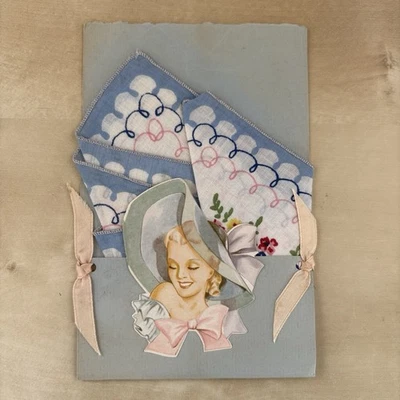 Винтажная поздравительная открытка носовой платок носовой платок носовой платок цветочный принт коттеджкор - Изображение 1 из 4