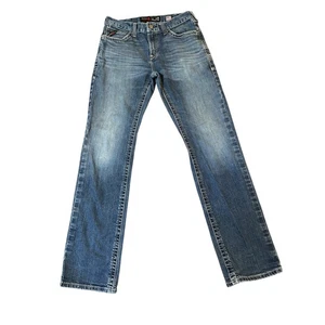 Jeans Ariat uomo M7 slim gamba dritta blu denim tessuto USA misura 33x35 - Foto 1 di 6