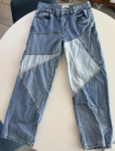 Raro jeans donna cotone su pannello dritto basso patchwork denim 31x29 - Foto 1 di 8