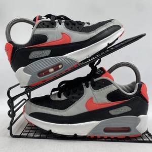 Nike Air Max 90 Black Red Grey Trainers Size UK 4 Womens Leather Gym Run Chunky - Picture 1 of 8
