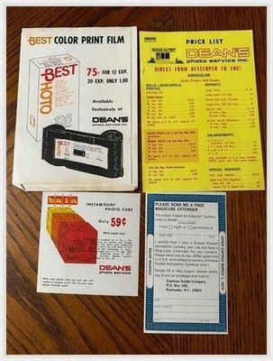 1974 SoCal Deans Photo Service Ephemera: Прайс-лист Instamatic & Magicubes - Изображение 1 из 4