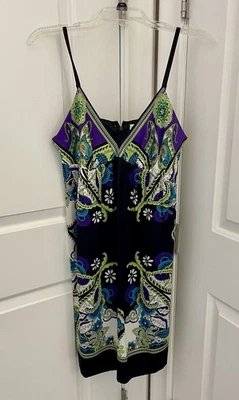 Vestido para mujer negro/púrpura cachemira satinado sin mangas cuello en V cintura imperio talla 8 Foto 1 de 3