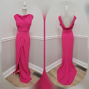 Paul Ka Abendkleid Wasserfallausschnitt lang fuchsia Größe 10 / war 529 / Neu mit Etikett / siehe Bilder  - Bild 1 von 19