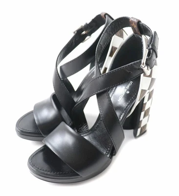 Sandálias de couro LOUIS VUITTON Match Make Line monograma Damier tira no tornozelo salto B - Imagem 1 de 4