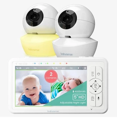 BabySense 5" HD Pantalla Dividida Monitor de Bebé Video Monitor de Bebé con Cámara Foto 1 de 4