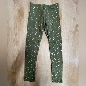 Crewcuts Olive Green Gold Sparkly Star Print Full Length Leggings Girl’s size 8 - Picture 1 of 5