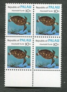 PALAU 1983 - FOUR MINT 10c STAMP BLOCK, Scott#12 Hawksbill EXCELLENT MNH-OG /340 - Picture 1 of 24