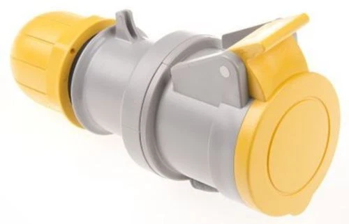  IP44 Yellow Cable Mount 2P+E Industrial Power Socket, Rated At 16A, 110 V - Image 1 of 1