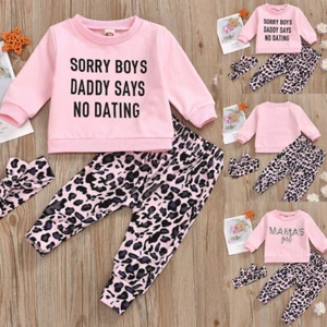 Conjunto de conjunto de ropa con volantes para el torso para bebé niña pequeño + leggings de leopardo - Imagen 1 de 10