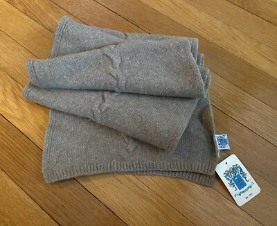 Nuevo PORTOLANO 100% Cachemira Cable Tejido Bufanda - Marrón Nilo Tostado Foto 1 de 4