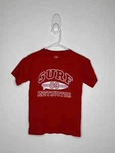 Wes & Willy Organic Shirt Boys Size 7 Surf Instructor Red Short Sleeve Back - Picture 1 of 4