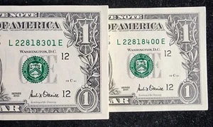 100, $1 UNCIRCULATED SEQUENTIAL BEP Strap 2001 San Francisco. F-1927L. Our T8150 - Picture 1 of 5