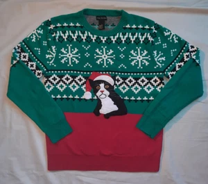 Alex Stevens Tacky Ugly Christmas Cat Holiday Sweater Men's Size: M - FAST SHIP - Picture 1 of 4