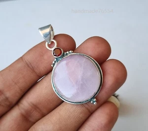 Colgante de kuncita púrpura y granate de plata de ley 925 hecho a mano joyería de regalo PG1142 - Imagen 1 de 3