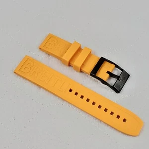 GENUINE 22-20 BREITLING ORANGE CAOUTCHOUC SWISS RUBBER MEN'S WATCH BAND STRAP  - Picture 1 of 10