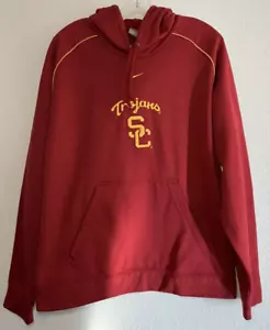 Nike USC Trojans College Team Hoodie Sweatshirt Cardinal Red Gold Logo Size L - Picture 1 of 6
