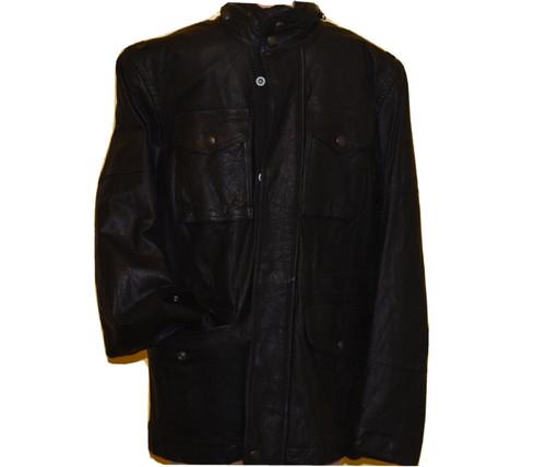 Autentica giacca da campo Coach da uomo in pelle Wyatt tasche nere Nuova con etichette