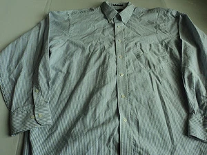 CAMISA CON BOTONES CHAPS OXFORD 17-17 1/2 34/35 X GRANDE AZUL Y BLANCO A RAYAS - Imagen 1 de 6