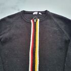 Vintage 80s Sweater Size M Black Sweatshirt Full Zip Long Sleeve Knit Acrylic