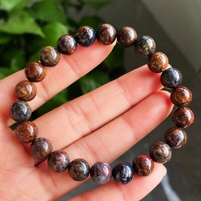 Pulsera de cuentas de piedras preciosas Pietersita Namibia de color natural de 8,8 mm Z54 Foto 1 de 4