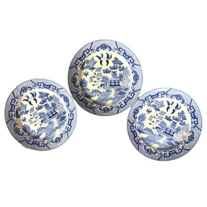 Set of 3 Antique Blue Willow Plate Japan Vintage Collectible 9" Dinner Plates - Picture 1 of 9