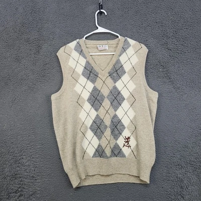 Pringle Sports Sweater Vest Mens Large Beige Gray Argyle Golf Made Scotland - Image 1 of 4