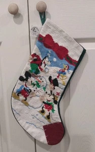 Disney Cross Stitch Christmas Stocking Mickey Minnie Snowman Goofy Donald RARE - Picture 1 of 6