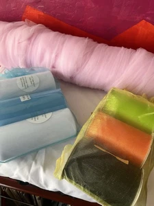 Tulle Lot Multiple Colors and Sizes Sold As-Is Crating Supplies, & Wide Ribbon - Picture 1 of 7
