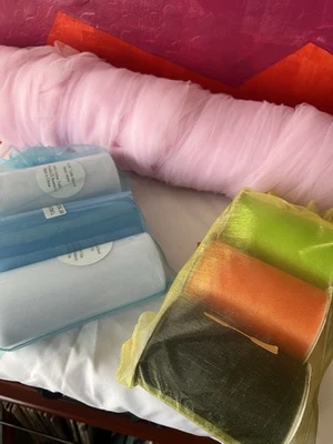 Tulle Lot Multiple Colors and Sizes Sold As-Is Crating Supplies, & Wide Ribbon - Image 1 of 4