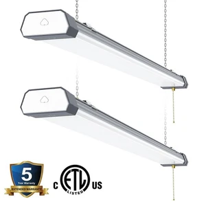 2-Pack Linkable LED Utility Shop Light Fixtures For Garage Workshop Ceiling 100W - Picture 1 of 10