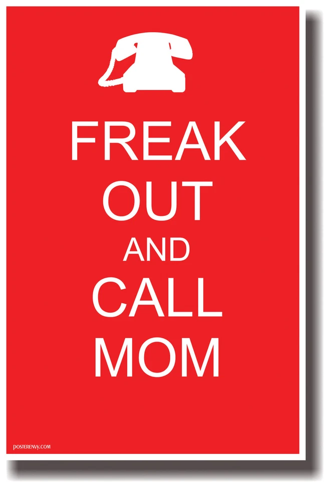 Freak Out and Call Mom - NEW Humor Poster - Image 1 of 1