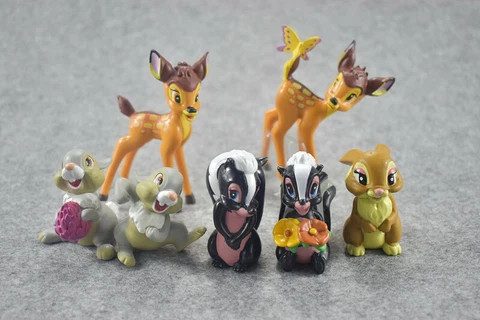 Catoon Bambi Thumper Plastic Assorted 7 pcs Figures Cake Topper Party Gift Toys Cover