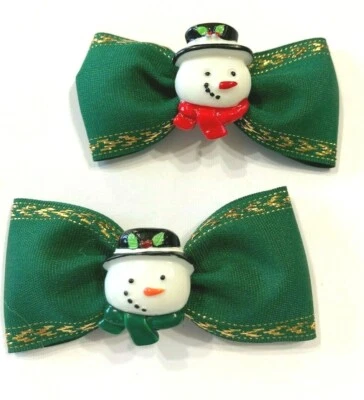 Hermoso conjunto de lazos de pelo de coleta inspirados en caras de muñeco de nieve para niñas. Foto 1 de 2