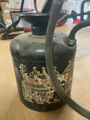 Vintage Galvanized Hand Pump Cannister with Hose Sprayer Unit Cover